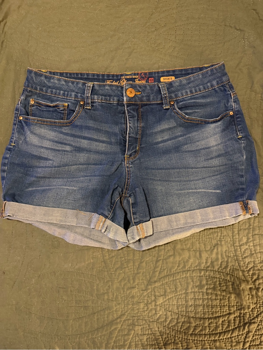 Faded Glory Blue Rolled Cuff Denim Shorts